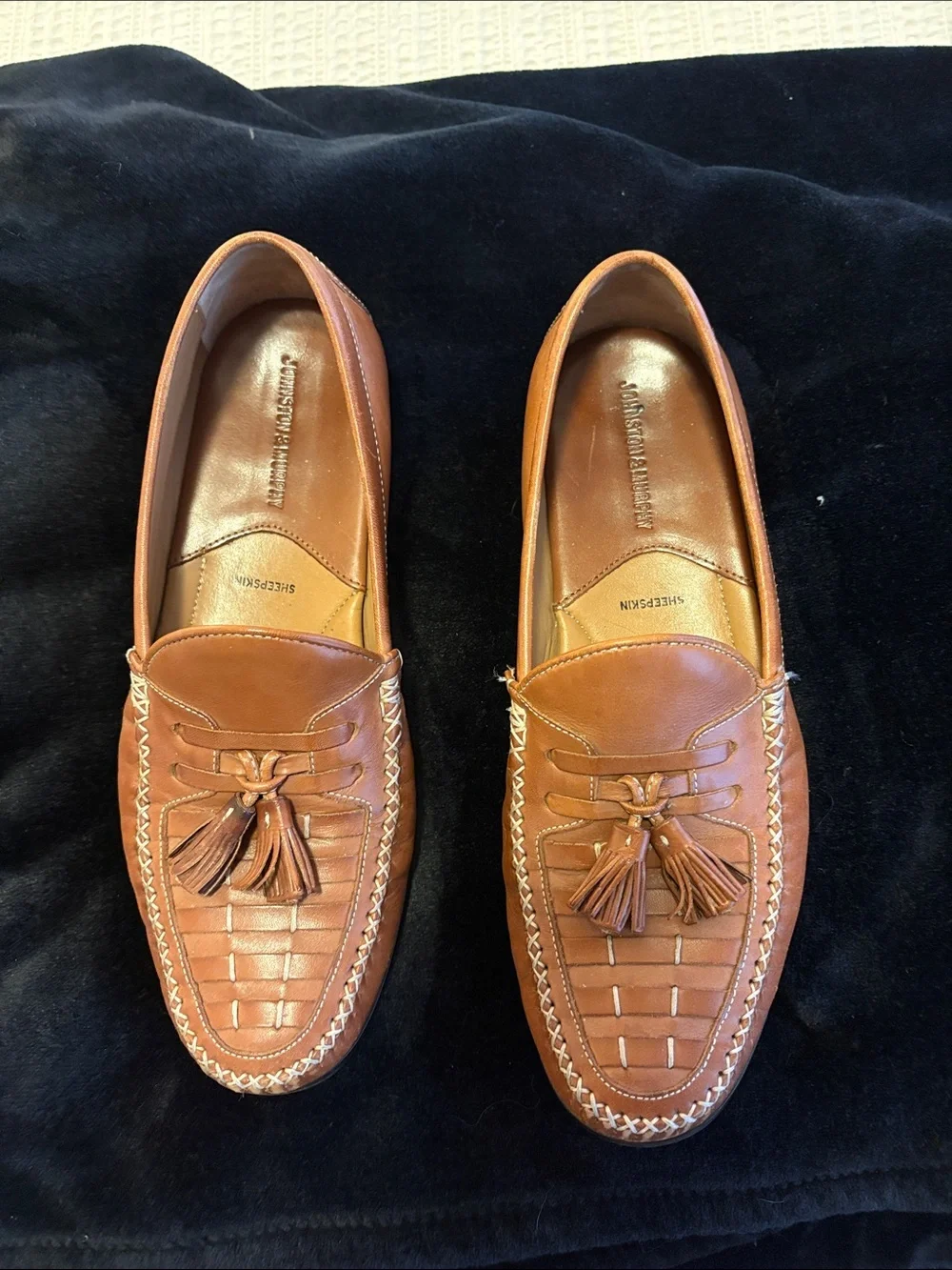 Johnston & Murphy Cognac Leather Tassel Loafers